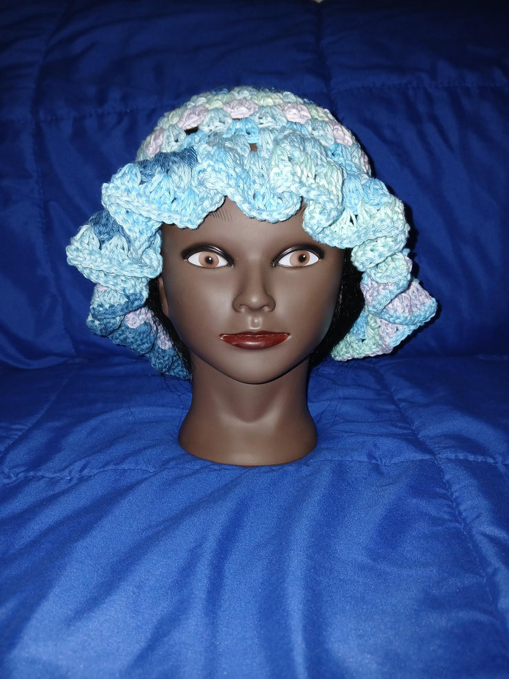 Granny Stitch Ruffle Hat – Crochet Crinkle Ruffle Bucket Hat – Handmade Colorful Summer Hat – Boho Festival Accessory for Her