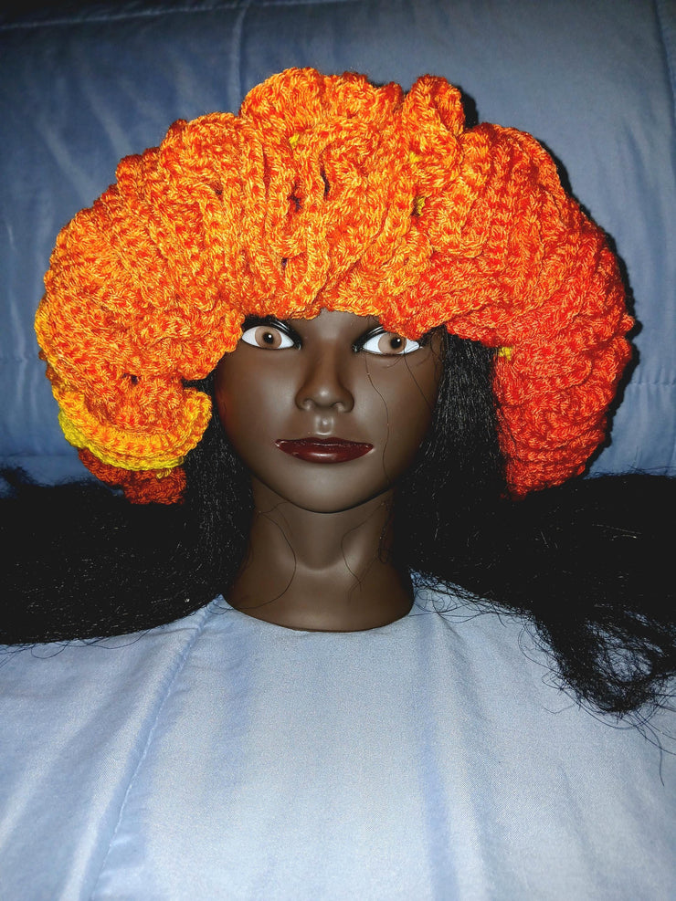 Extreme Ruffle Crochet Hat – Spiral or Mesh Style – Handmade Crown Ruffle Statement Hat – Festival, Boho, Afrocentric Headwear