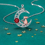 Special-interest Design Cute Moon Cat Pendant Necklace For Women
