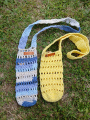 Crochet Water Bottle Holder Crossbody Bag – Handmade Sling Carrier for Reusable Bottles – Summer Festival, Hiking, Boho Style, Gift for Her