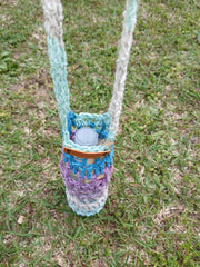 Crochet Water Bottle Holder Crossbody Bag – Handmade Sling Carrier for Reusable Bottles – Summer Festival, Hiking, Boho Style, Gift for Her