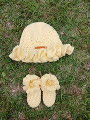Baby Ruffle Hat & Socks Set – Handmade Infant Gift – 0-6M or 6-12M – Newborn or Infant Sizes – Custom Colors – Perfect for Baby Shower Gift