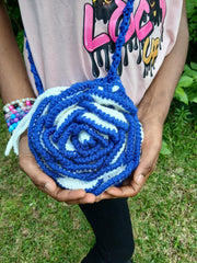 Crochet Rose Bag – Handmade Flower Purse – Wristlet or Crossbody Style – Statement Floral Bag for Festivals, Gifts, or Special Occasions