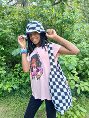 Checker Crochet Tote Bag – Handmade Cotton Shoulder Bag – Retro Checkered Purse for Everyday, Market, Gifts – Hat Sold Separately