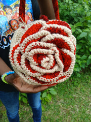 Crochet Rose Bag – Handmade Flower Purse – Wristlet or Crossbody Style – Statement Floral Bag for Festivals, Gifts, or Special Occasions