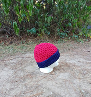 Ole Miss Inspired Red & Blue Crochet Beanie – Handmade Team Spirit Hat