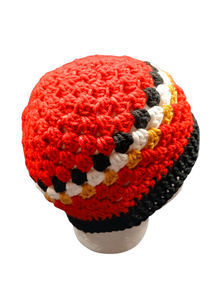 Handmade Crochet 49ers Cap – Custom Team Spirit Hat 🏈❤️💛🖤