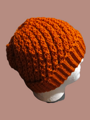 Rust Ridge Men’s Crochet Beanie – Handmade Warm Winter Hat | Rustic Orange Knit Style Beanie for Men