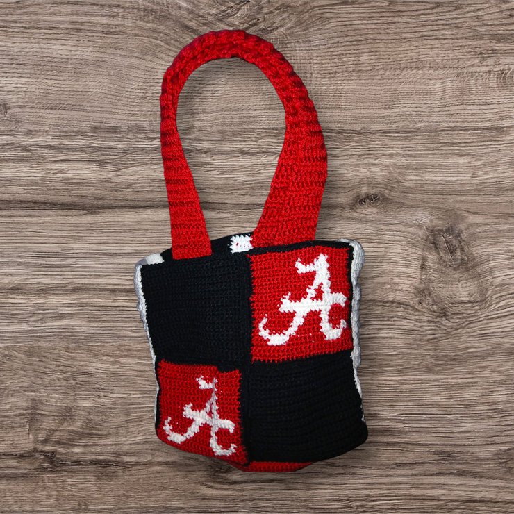 Handmade Crochet Alabama Tote Bag – Crimson Tide Reversible Game Day Purse 👜🐘 | Roll Tide Fan Gear