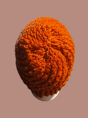 Rust Ridge Men’s Crochet Beanie – Handmade Warm Winter Hat | Rustic Orange Knit Style Beanie for Men