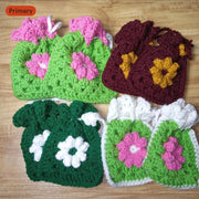 Handmade Crochet Granny Square Flower Drawstring Pouch, Granny Square Bag, Crochet Purse, Granny Square Pouch