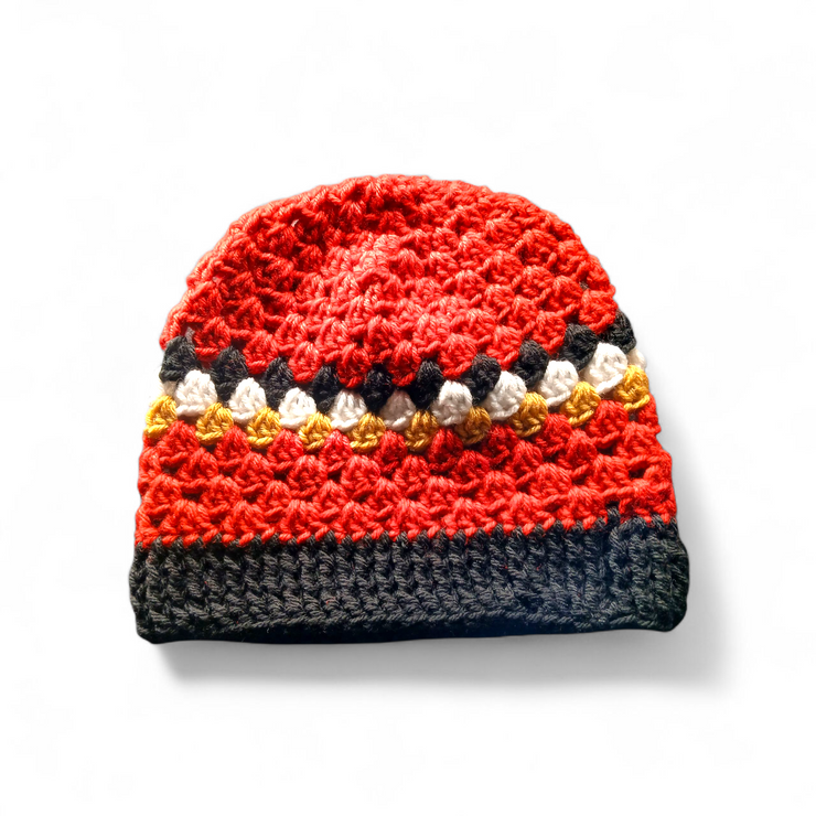 Handmade Crochet 49ers Cap – Custom Team Spirit Hat 🏈❤️💛🖤