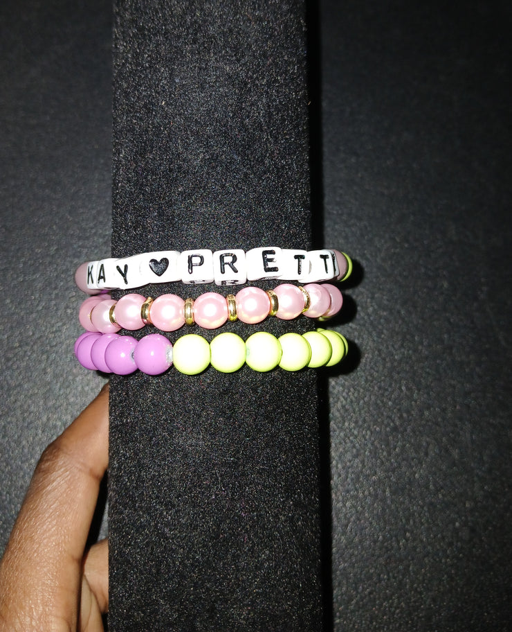 ✨ Custom Bracelet Stack – Kay Pretty (Set of 3) ✨